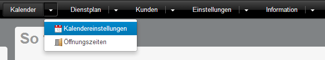 Kalendereinstellungen im Menü