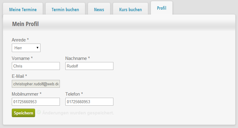 Ihr Profil als Terminbucher