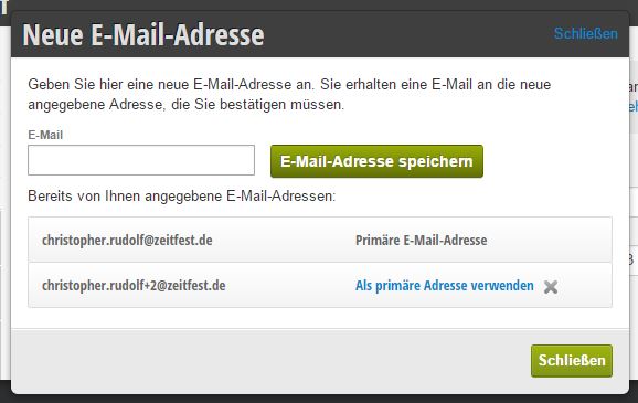 Zusätzliche E-Mail-Adressen